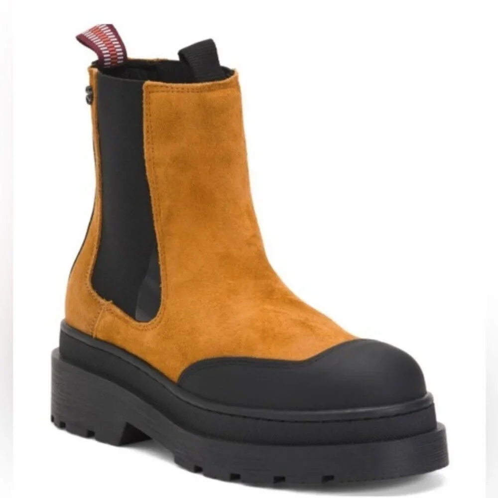 NWB SCOTCH & SODA Aubri Chelsea Boot Leather Suede Cognac Size 39 Women 25751275